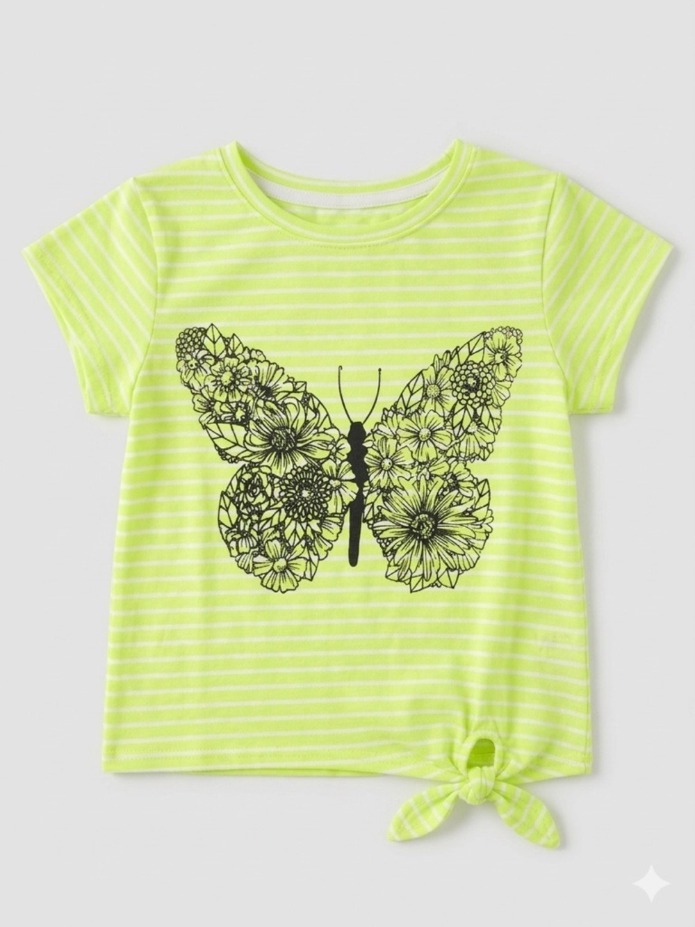Appaman Neon Yellow Striped Butterfly Tie-Knot Tee